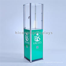 Free Design Custom Aluminum Frame Top Lighted Up In Store Glass Top Floor Standing Display Case